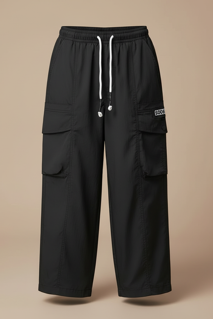 Pantalon Cargo Noir Ample Coton Décontracté Garçon - Polyester - vue 3