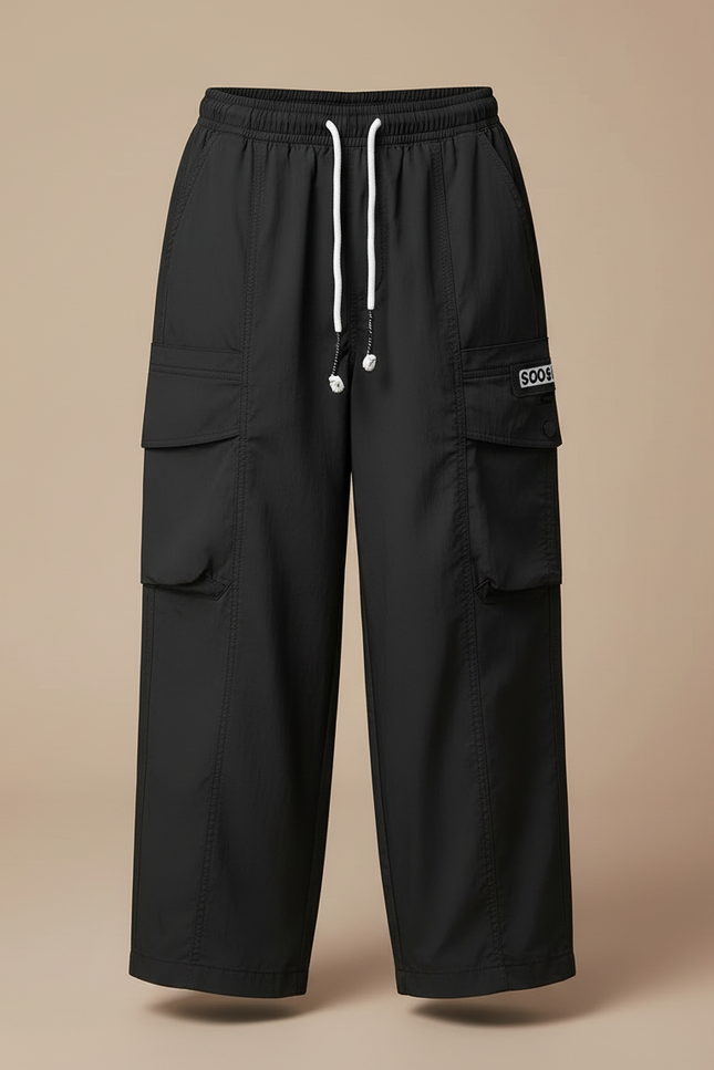 Pantalon Cargo Noir Ample Coton Décontracté Garçon - Polyester - vue 3
