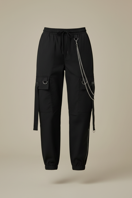 Pantalon Cargo Chaine Femme - Noir Gabardine - vue 3