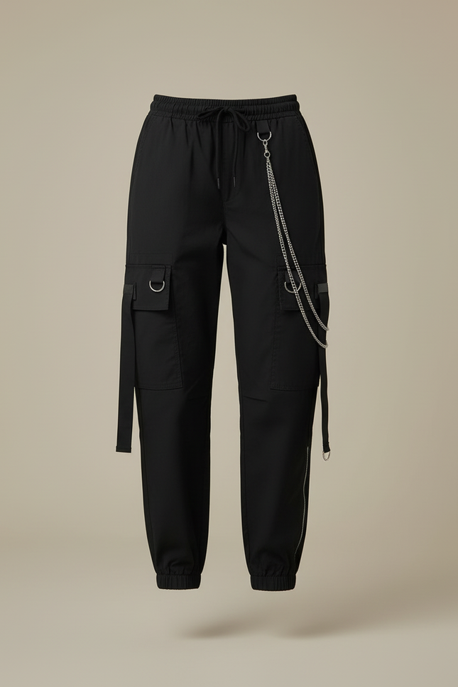 Pantalon Cargo Chaine Femme - Noir Gabardine - vue 3