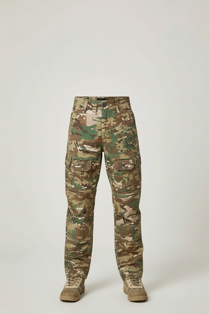 Pantalon Cargo Camouflage Militaire Enfant Renforcé Poches - Multicolore Toile - vue 3