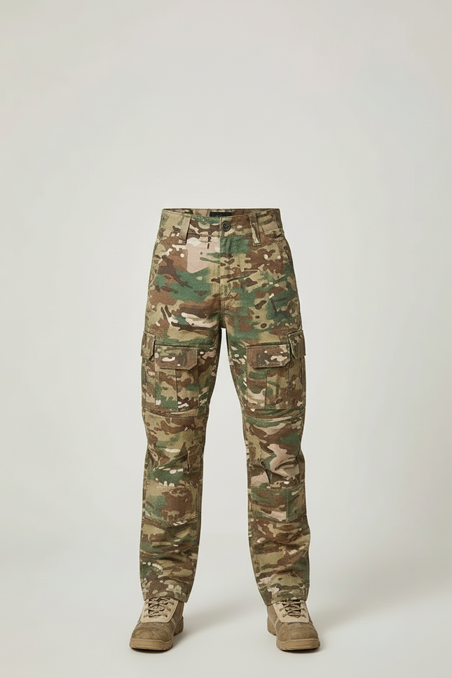 Pantalon Cargo Camouflage Militaire Enfant Renforcé Poches - Multicolore Toile - vue 3