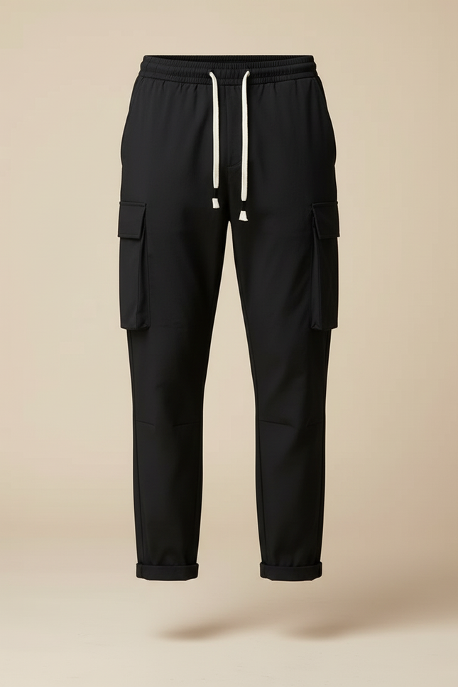 Pantalon Cargo Noir Décontracté Ample Homme - Polyester - vue 3
