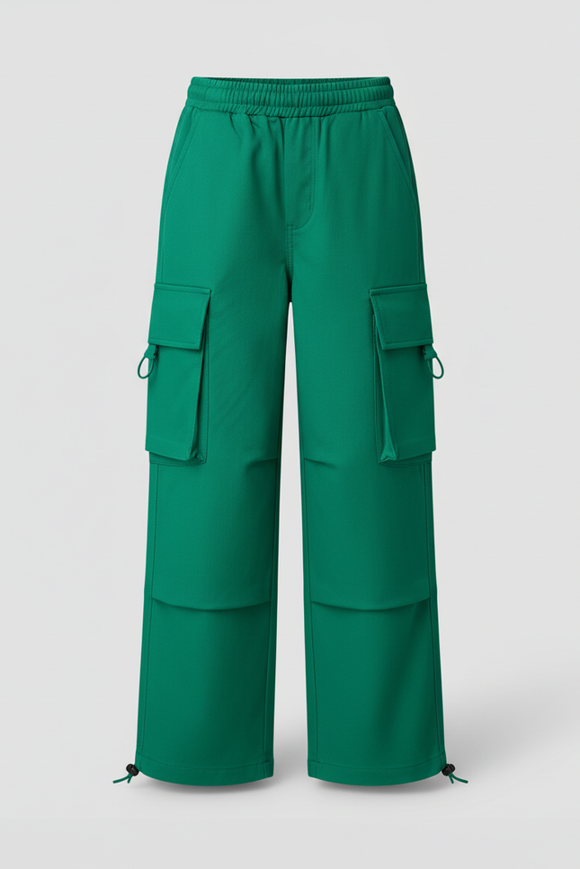 Pantalon Cargo Vert Large Multipoches Streetwear Enfant - Toile - vue 3
