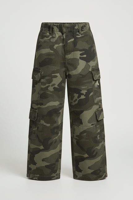Pantalon Cargo Camouflage Ample Enfant Molletonné Décontracté - Multicolore - vue 3