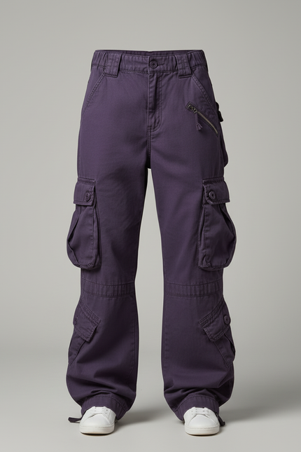 Pantalon Cargo Ample Violet Multipoches Femme - Toile - vue 3