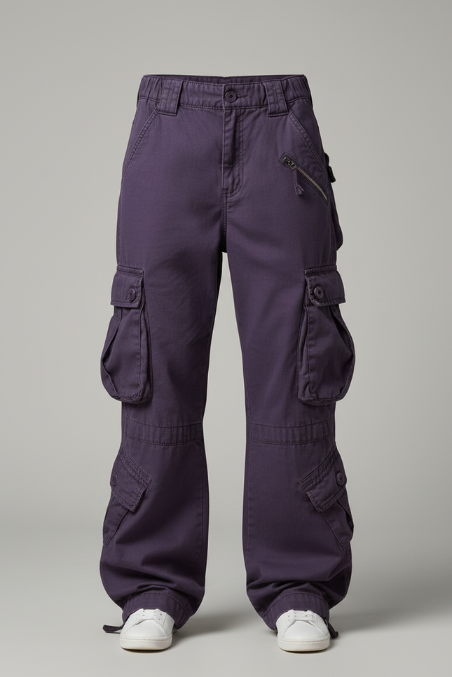 Pantalon Cargo Ample Violet Multipoches Femme - Toile - vue 3