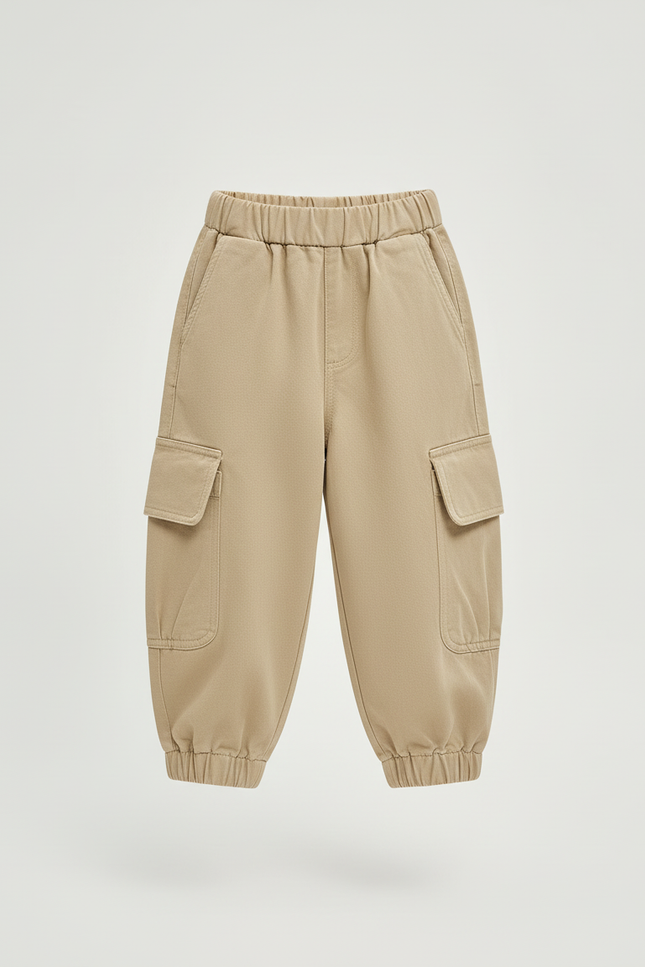 Pantalon Cargo Beige Ample Coton Poches Enfants - vue 3