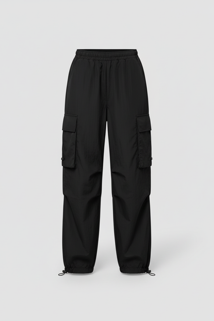 Pantalon Cargo Noir Ample Fille Décontracté Poches - Polyester - vue 3