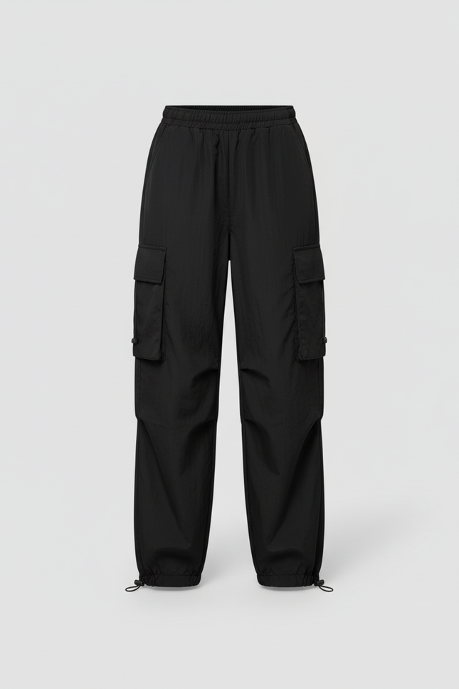 Pantalon Cargo Noir Ample Fille Décontracté Poches - Polyester - vue 3
