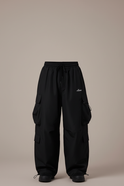 Pantalon Cargo Noir Ample Imperméable Multi-Poches Homme - Polyester - vue 3