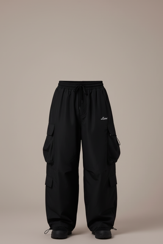 Pantalon Cargo Noir Ample Imperméable Multi-Poches Homme - Polyester - vue 3