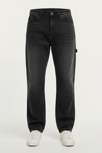 Pantalon Cargo Gris Foncé Ample Multipoches Décontracté - Jean - vue 3