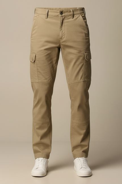Pantalon Cargo Beige Homme Coton Multipoches Décontracté - vue 3