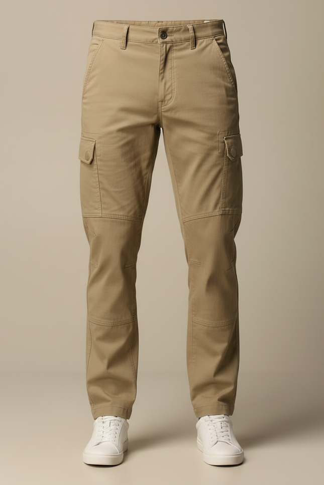Pantalon Cargo Beige Homme Coton Multipoches Décontracté - vue 3