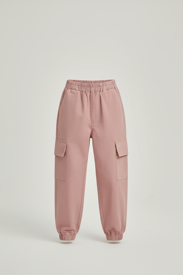 Pantalon Cargo Rose Ample Décontracté Fille Coton - vue 3