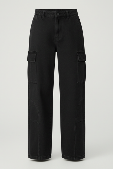 Pantalon Cargo Fille Noir Baggy - Jean - vue 3