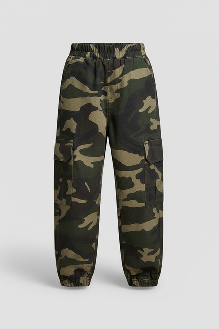 Pantalon Cargo Camouflage Ample Coton Streetwear Enfant - Imprimé - vue 3