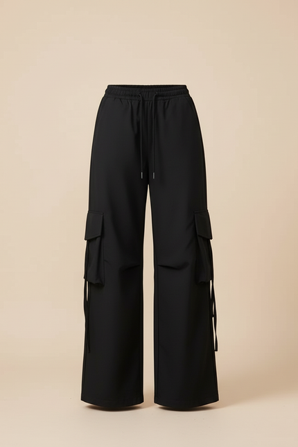 Pantalon Cargo Femme Noir Parachute - Polyester - vue 3