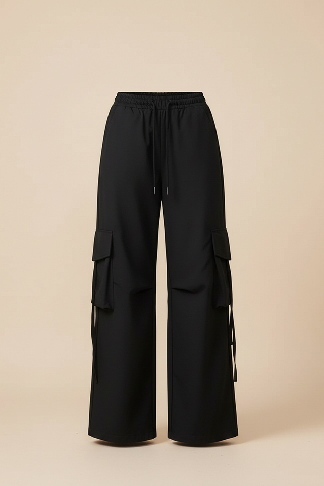 Pantalon Cargo Femme Noir Parachute - Polyester - vue 3