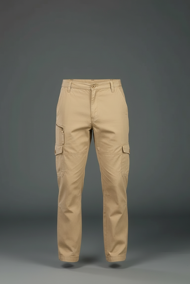 Pantalon Cargo Beige Coton Multipoches Homme Décontracté - Toile - vue 3