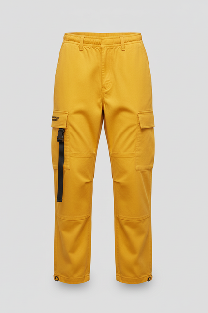 Pantalon Cargo Jaune Ample Poches Sangles Enfant - Toile - vue 3