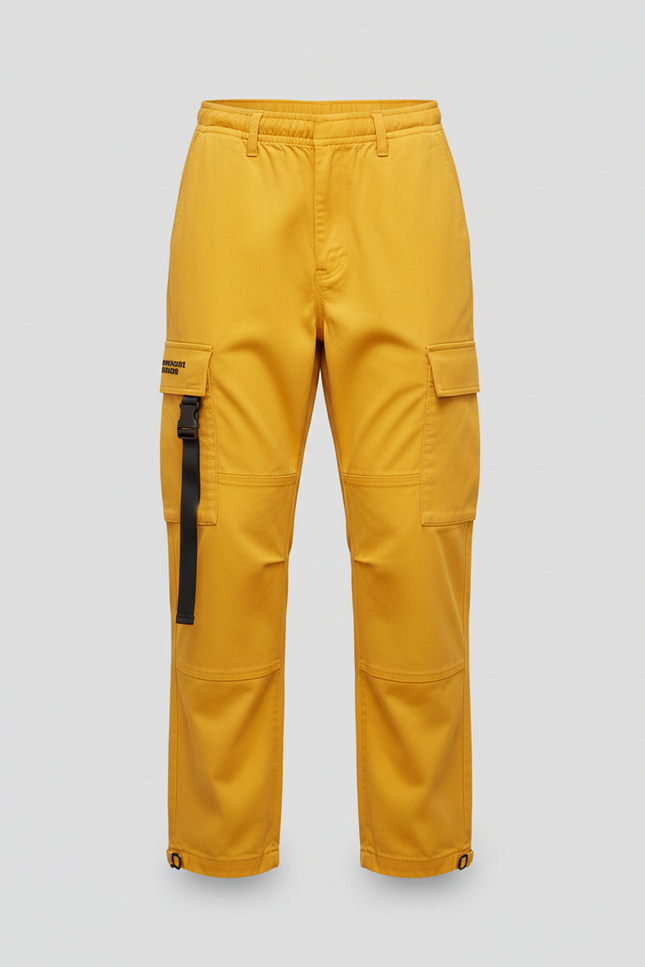 Pantalon Cargo Jaune Ample Poches Sangles Enfant - Toile - vue 3