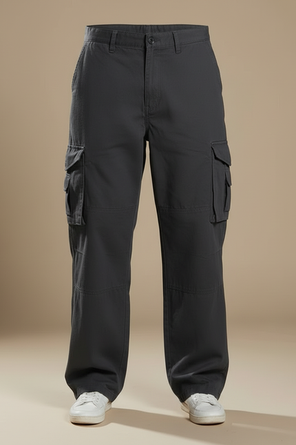 Pantalon Cargo Gris Ample Décontracté Homme Coton - Toile - vue 3