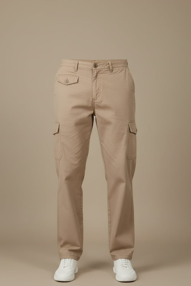 Pantalon Cargo Beige Droit Décontracté Homme Coton - vue 3