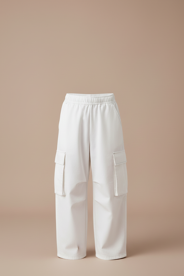 Pantalon Cargo Blanc Ample Élastique Multipoches Garçon - Toile - vue 3