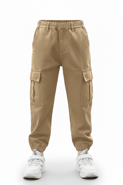 Pantalon Cargo Beige Garçon Ample Décontracté Poches - Toile - vue 3