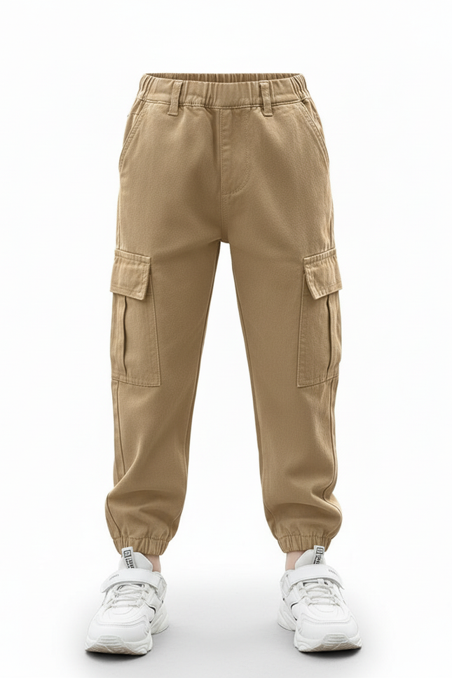 Pantalon Cargo Beige Garçon Ample Décontracté Poches - Toile - vue 3