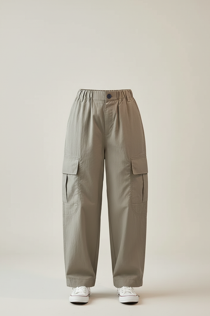 Pantalon Cargo Kaki Ample Léger Poches Multiples Femme - Polyester - vue 3
