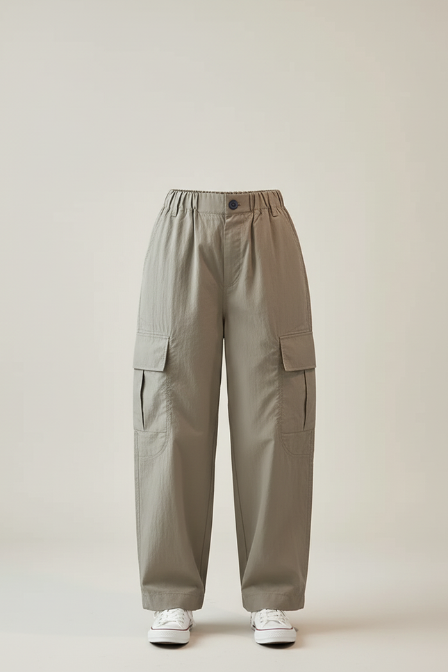Pantalon Cargo Kaki Ample Léger Poches Multiples Femme - Polyester - vue 3
