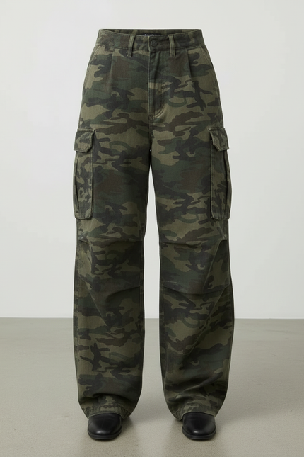 Pantalon Cargo Camouflage Ample Streetwear Femme - Multicolore Toile - vue 3