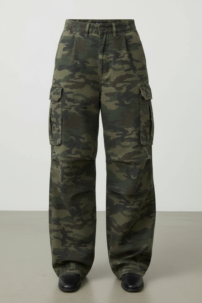 Pantalon Cargo Camouflage Ample Streetwear Femme - Multicolore Toile - vue 3
