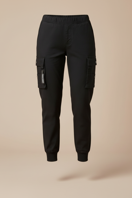 Pantalon Cargo Noir Jogger Femme Streetwear Décontracté - Toile - vue 3