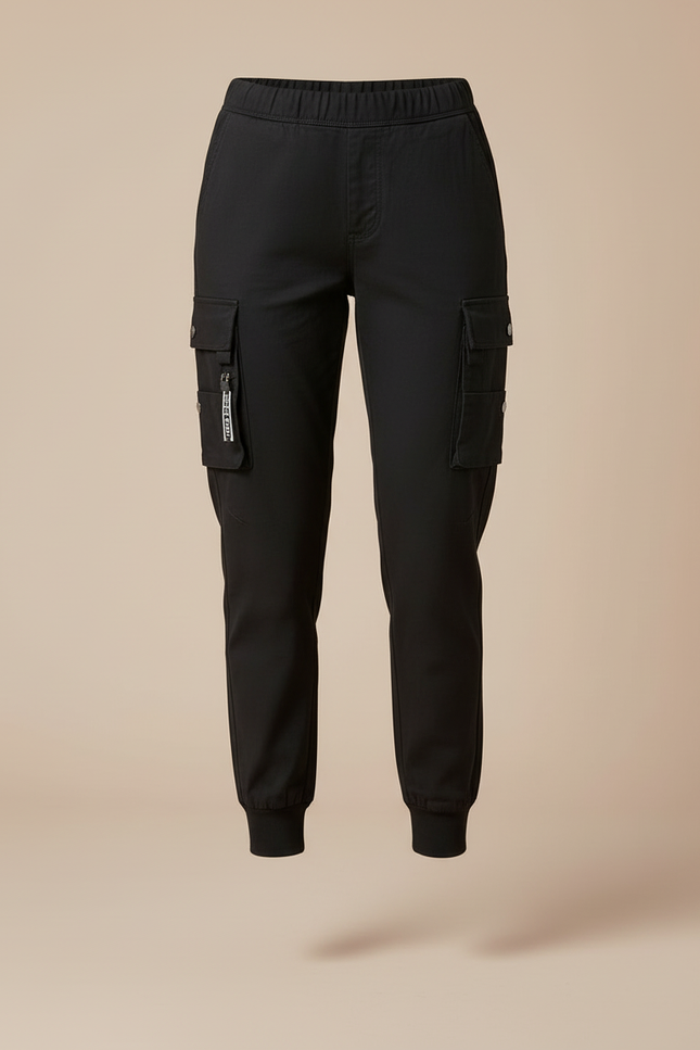 Pantalon Cargo Noir Jogger Femme Streetwear Décontracté - Toile - vue 3