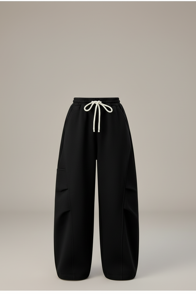 Pantalon Cargo Noir Ample Décontracté Molletonné Fille - vue 3