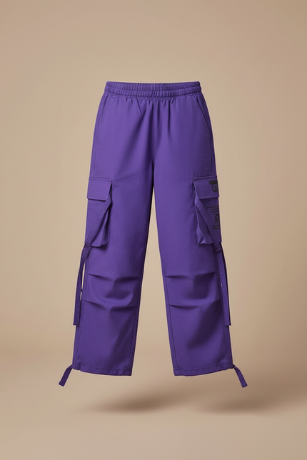 Pantalon Cargo Violet Ample Poches Fille Coton - vue 3