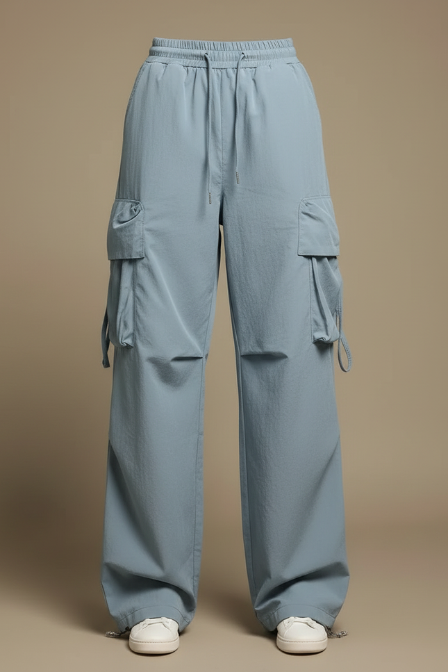 Pantalon Cargo Boyfriend - Bleu Polyester - vue 3