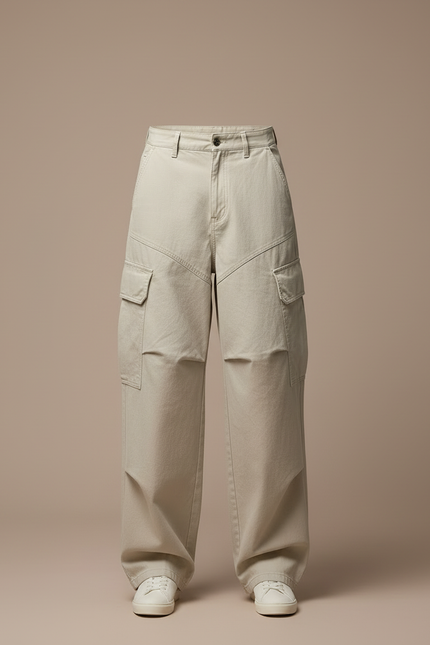 Pantalon Cargo Beige Ample Décontracté Homme - Toile - vue 3