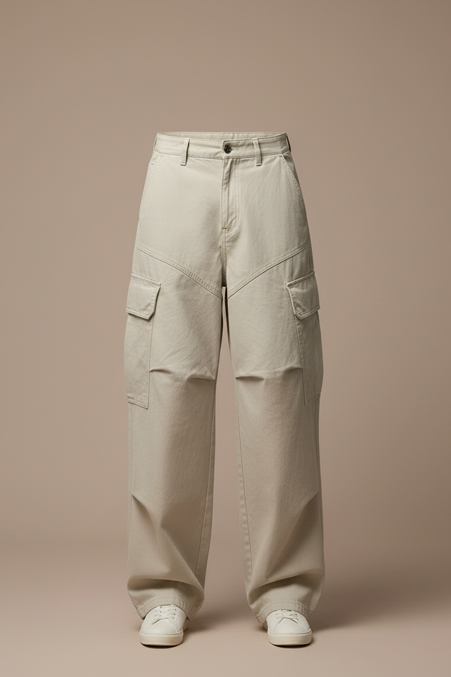 Pantalon Cargo Beige Ample Décontracté Homme - Toile - vue 3