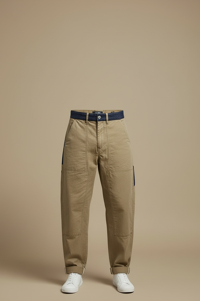 Pantalon Cargo Kaki Coton Ample Vintage Homme - vue 3