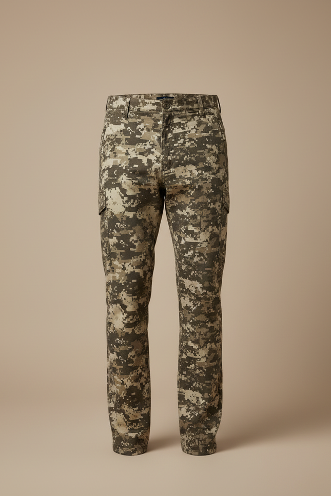 Pantalon Cargo Camouflage Militaire Digital Décontracté Homme - Kaki Toile - vue 3