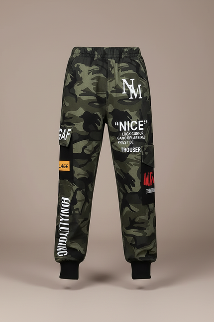 Pantalon Cargo Camouflage Militaire Multipoches Garçon - Kaki Toile - vue 3