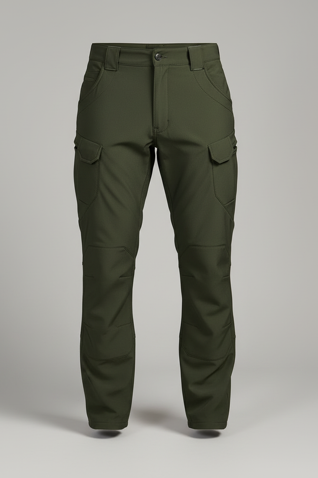 Pantalon Cargo Stretch - Vert Polyester - vue 3