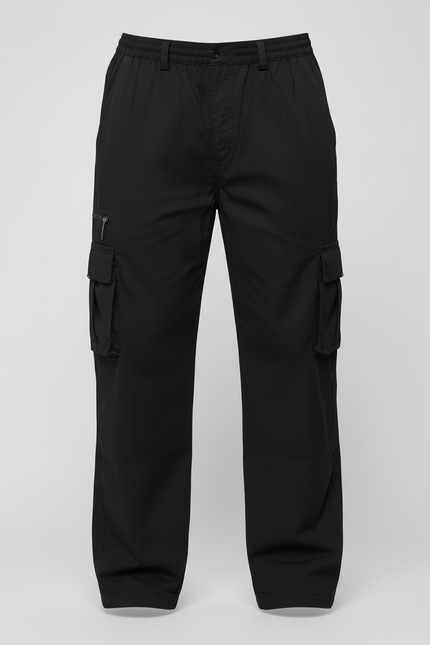 Pantalon Cargo Taille Élastique - Noir Polyester - vue 3