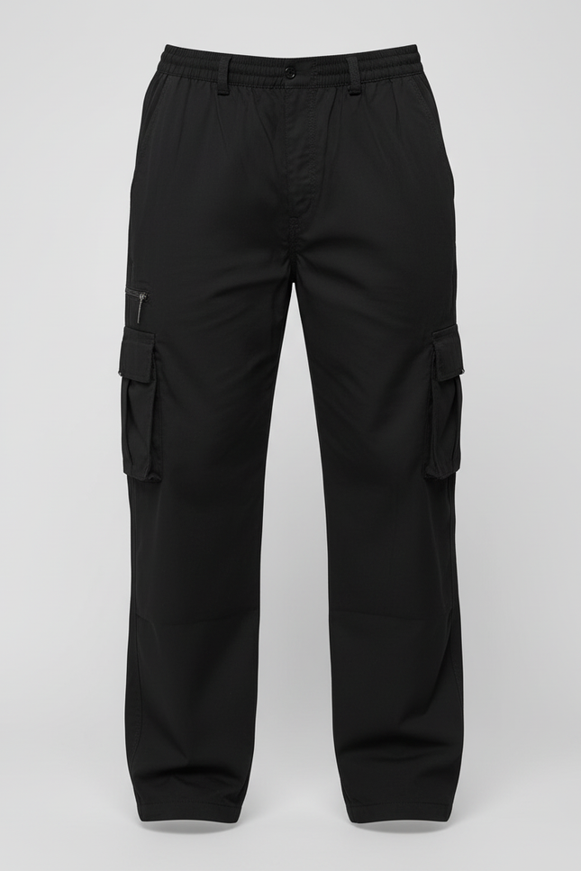 Pantalon Cargo Taille Élastique - Noir Polyester - vue 3