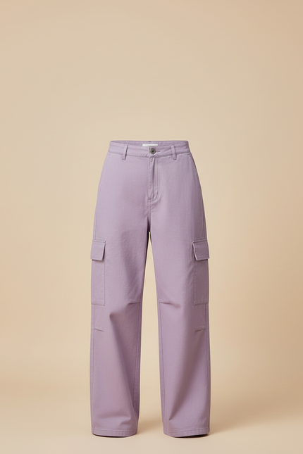 Pantalon Cargo Violet Ample Multi-Poches Femme Décontracté - Coton - vue 3